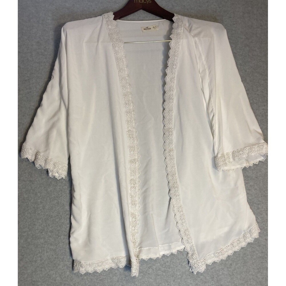 Hollister W Sz S Kimono Cover Shrug Boho Laganlook White Lace Fairy Cottagecore